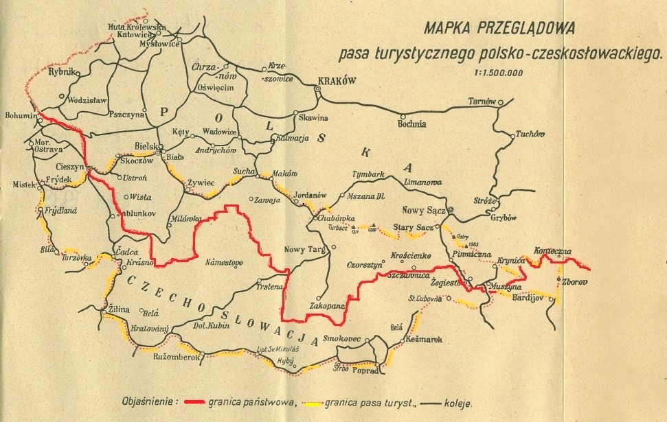 Mapka zachodniej części obszaru objętego konwencją z przedwojennego przewodnika Kazimierza Sosnowskiegojpg